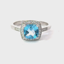 Load and play video in Gallery viewer, 9CT Blue Topaz and Diamond Ring
