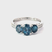 Load and play video in Gallery viewer, 9CT London Blue Topaz and Diamond Ring
