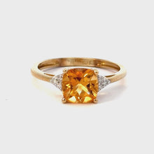 Load and play video in Gallery viewer, 9CT Citrine and Diamond Ring
