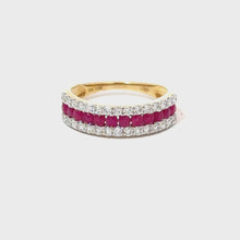 Load and play video in Gallery viewer, 10CT Yellow Gold 1.00ct Diamond &amp; Ruby Ring
