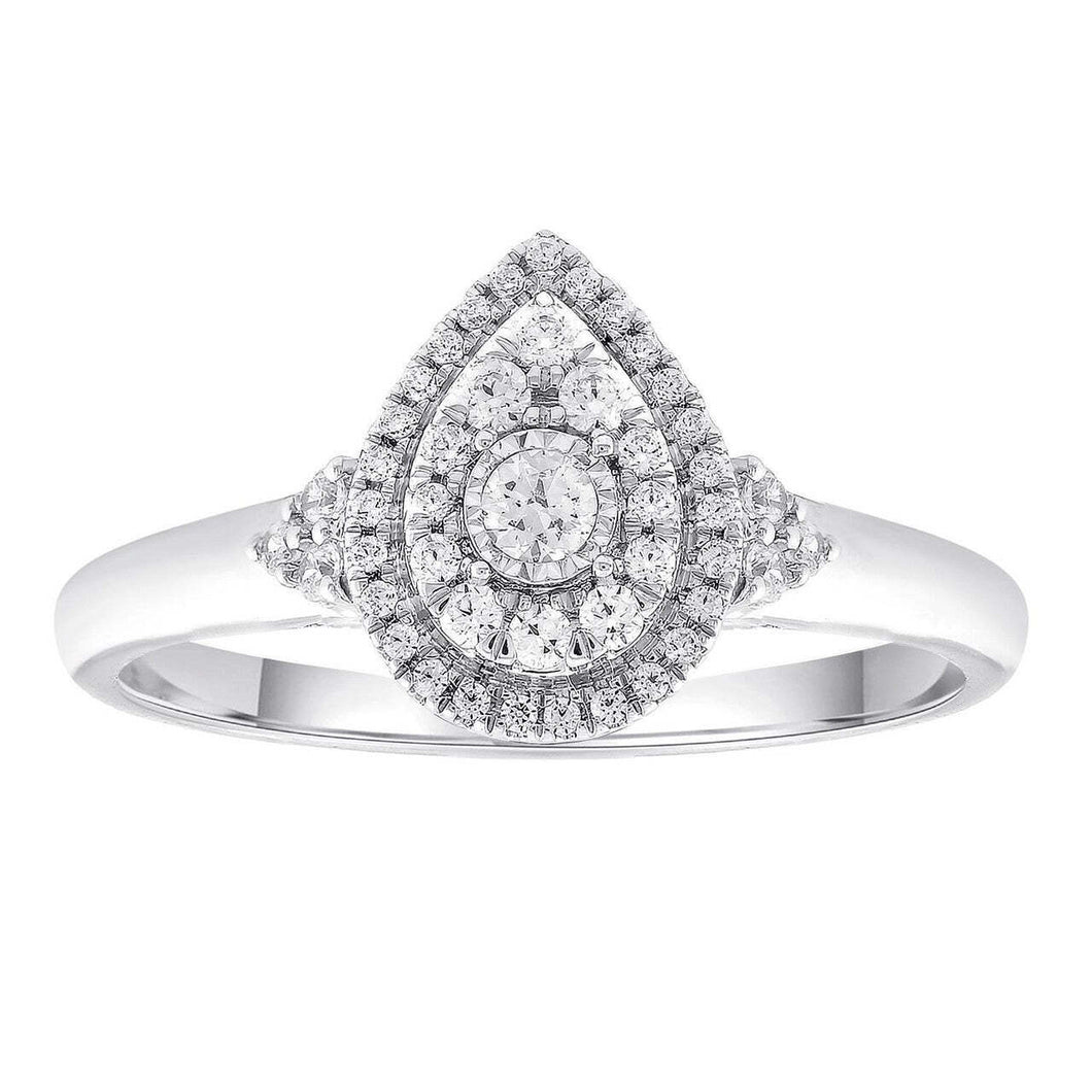 9CT White Gold 0.33ct Pear Diamond Ring