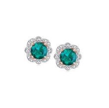 Load image into Gallery viewer, 9CT Created Emerald and Diamond Earrings
