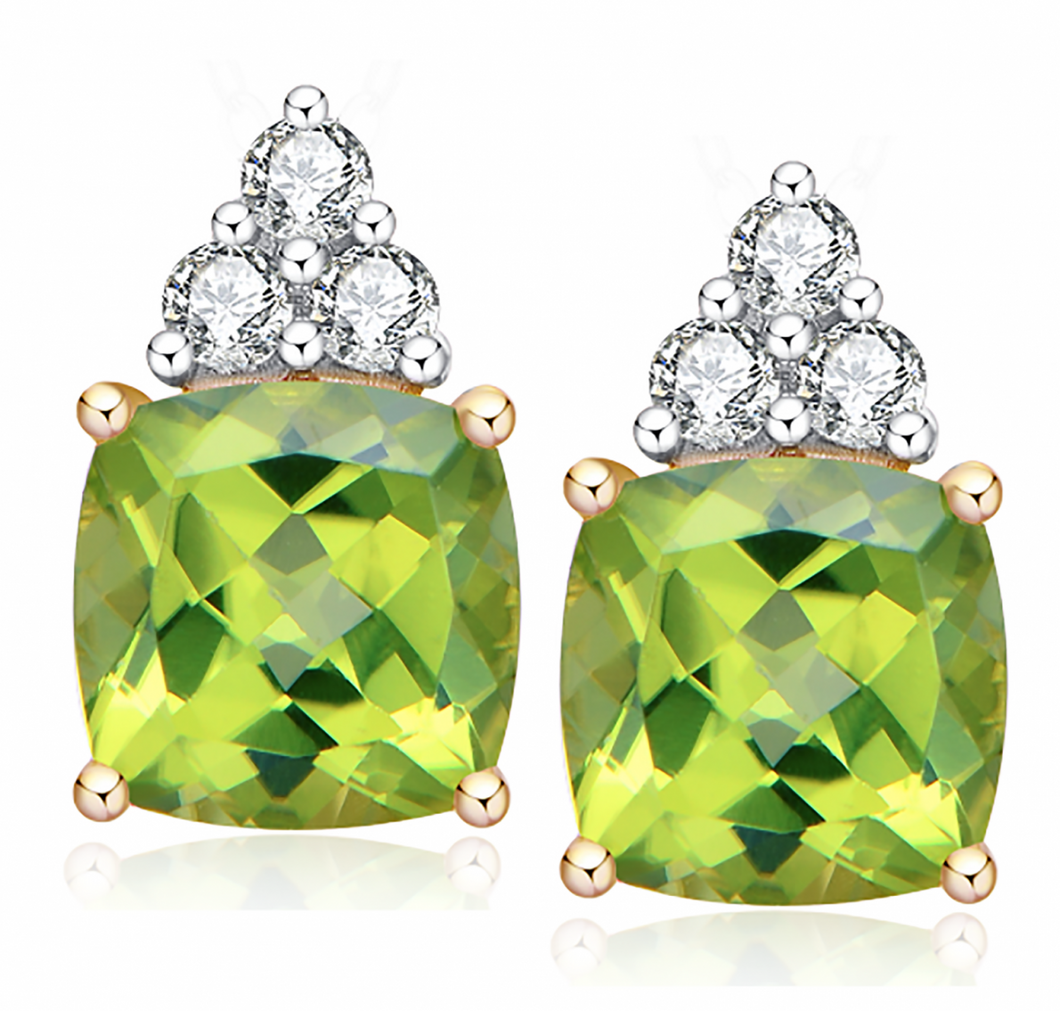 9CT Peridot and Diamond Earrings