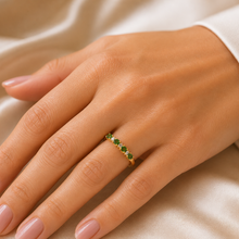 Load image into Gallery viewer, 9CT Yellow Gold Created Emerald &amp; Diamond Ring
