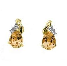 9CT Citrine and Diamond Earrings