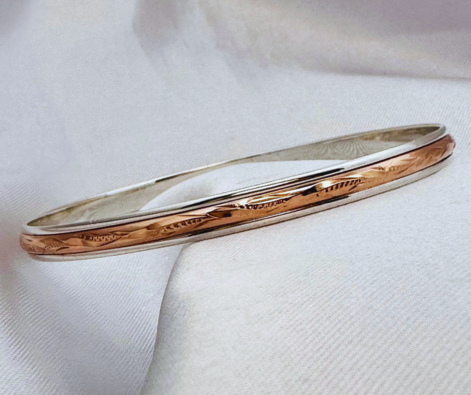 9ct Gold & Sterling Silver Bangle