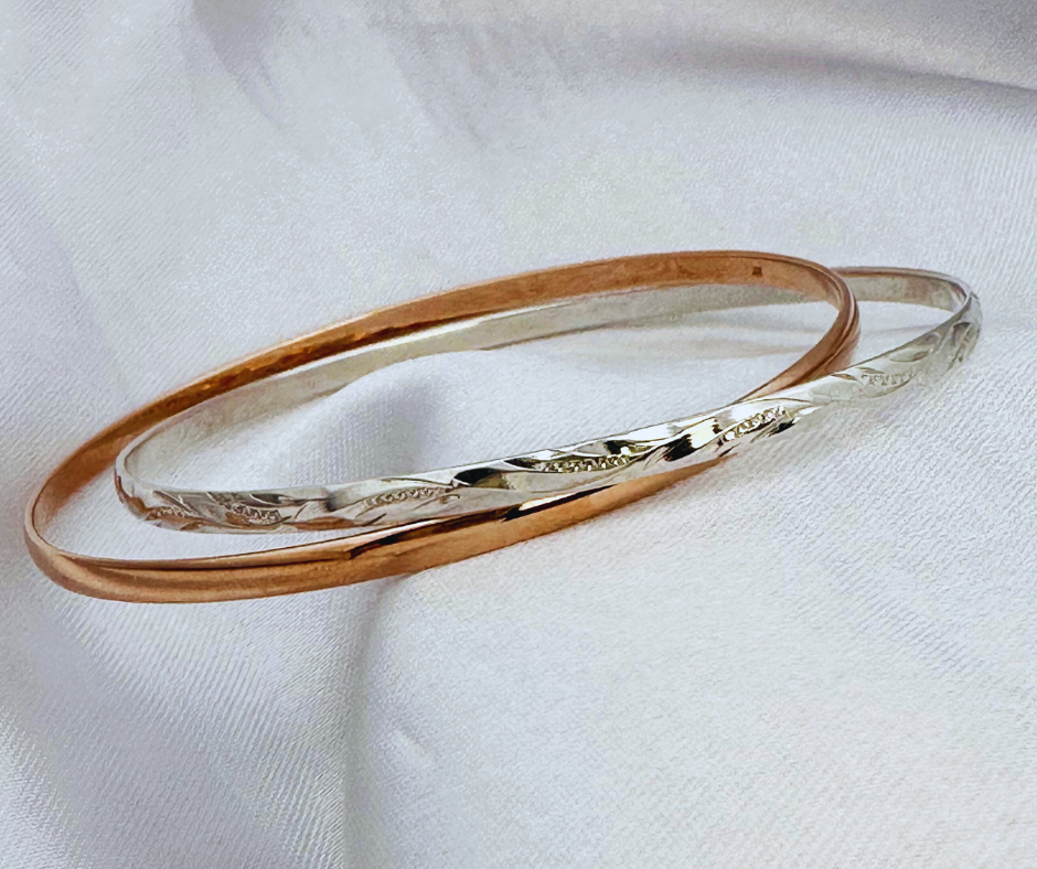 9ct Gold & Sterling Silver Bangle