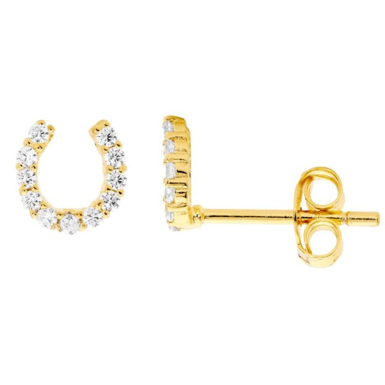 Ellani Horseshoe CZ Earrings