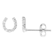 Load image into Gallery viewer, Ellani Horseshoe CZ Earrings
