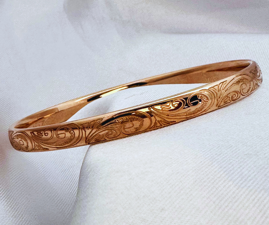 9ct Rose Gold & Sterling Silver Bangle