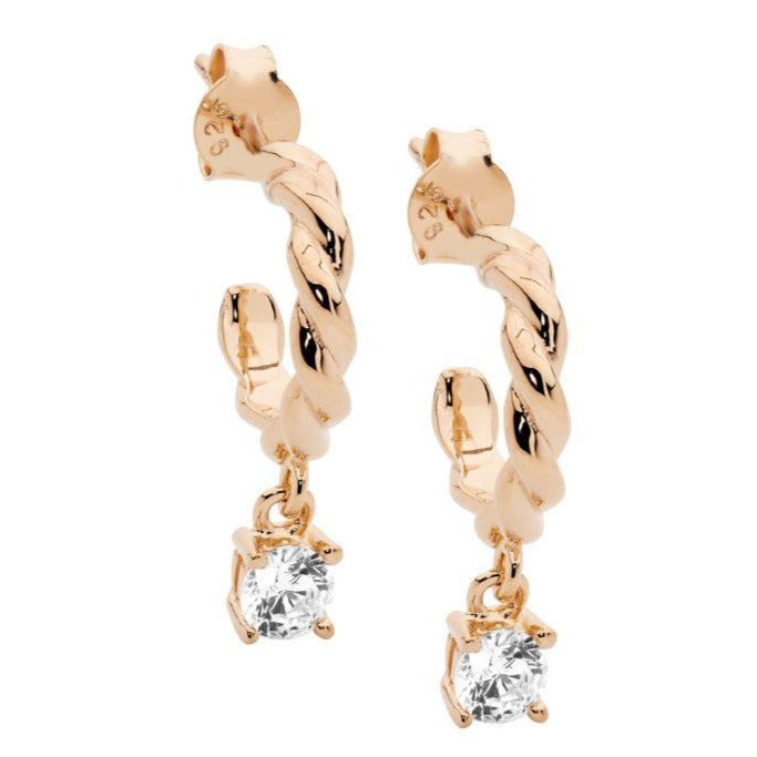 Ellani CZ Twist Earrings