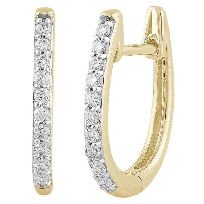 9ct Gold 0.15ct Diamond Huggie Earrings