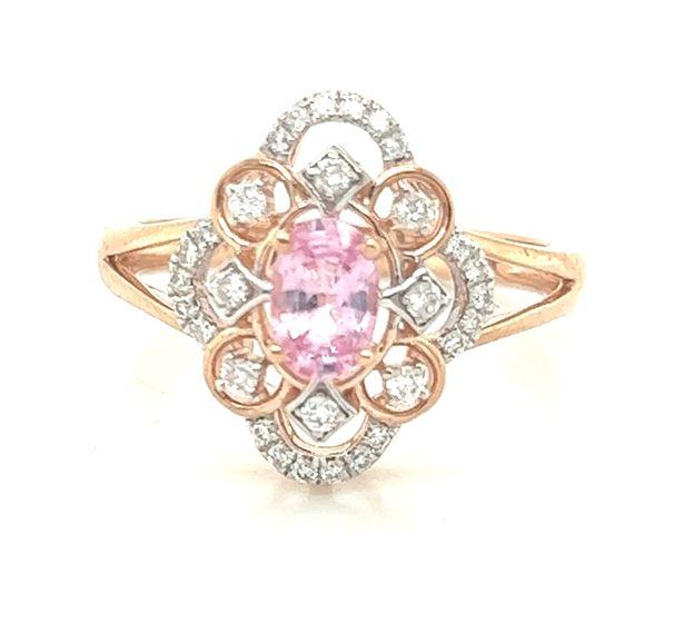 9CT Rose Gold Pink Sapphire and Diamond Ring