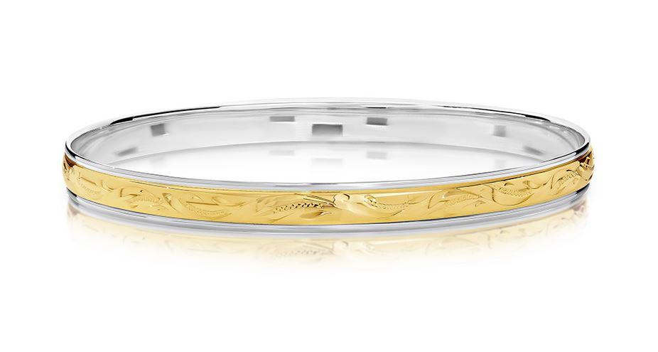 9ct Yellow Gold on Silver Filled Bangle