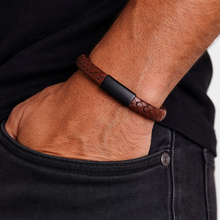 Load image into Gallery viewer, Steel &amp; Leather Bangle
