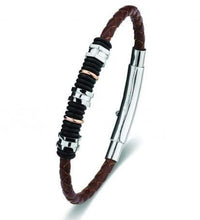 Load image into Gallery viewer, Steel &amp; Leather Bangle
