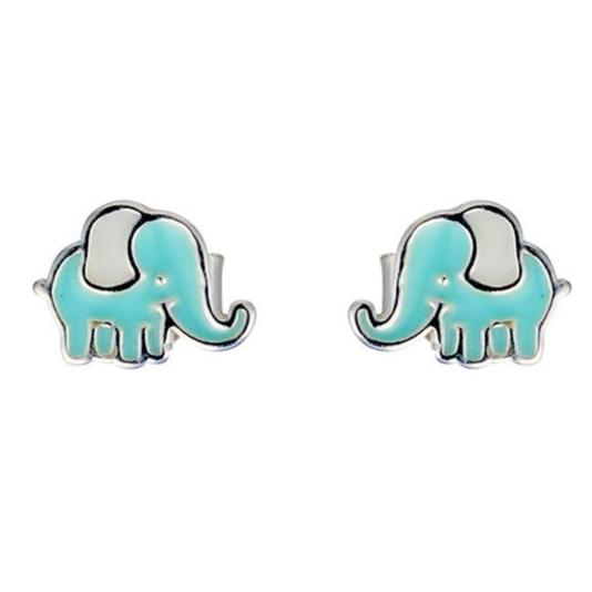 Kids Blue Elephant Studs