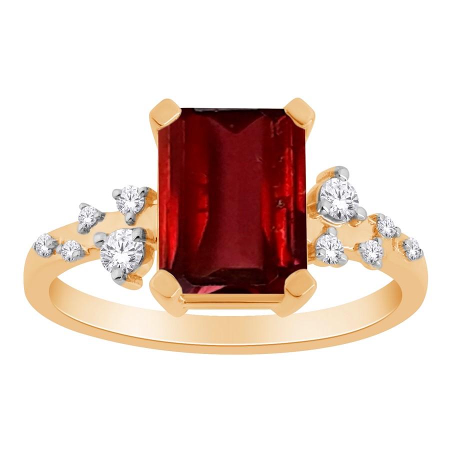 10CT Yellow Gold Garnet & Diamond Ring