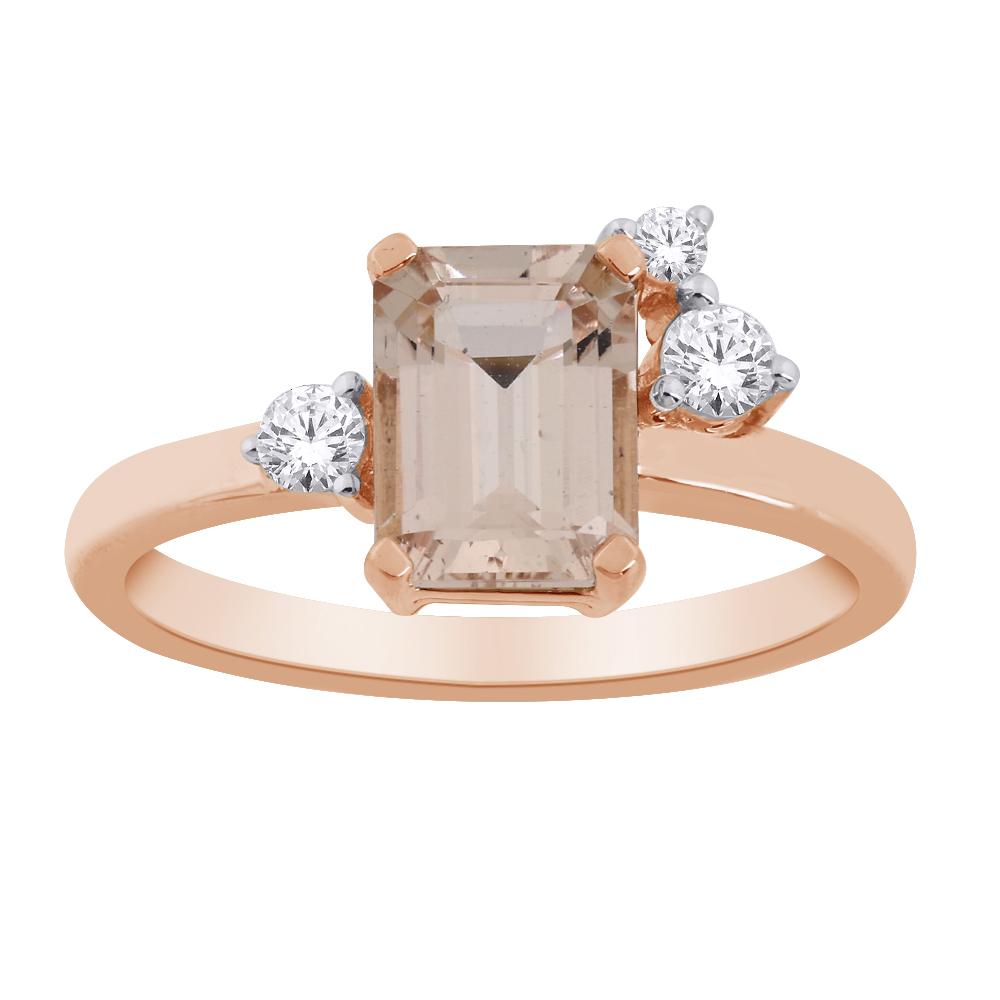 14CT Yellow Gold Morganite & Diamond Ring