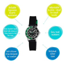 Load image into Gallery viewer, Tikkers Black Silicone Strap Kids Time Teacher Watch
