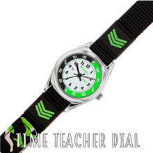 Load image into Gallery viewer, Tikkers Green / Black Strap Kids Time Teacher Watch
