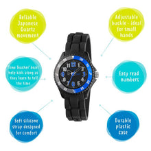 Load image into Gallery viewer, Tikkers Black Silicone Strap Kids Time Teacher Watch
