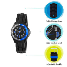 Load image into Gallery viewer, Tikkers Black Silicone Strap Kids Time Teacher Watch
