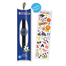 Load image into Gallery viewer, Tikkers Black Silicone Strap Kids Time Teacher Watch
