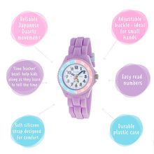 Load image into Gallery viewer, Tikkers Purple Silicone Strap Kids Time Teacher Watch
