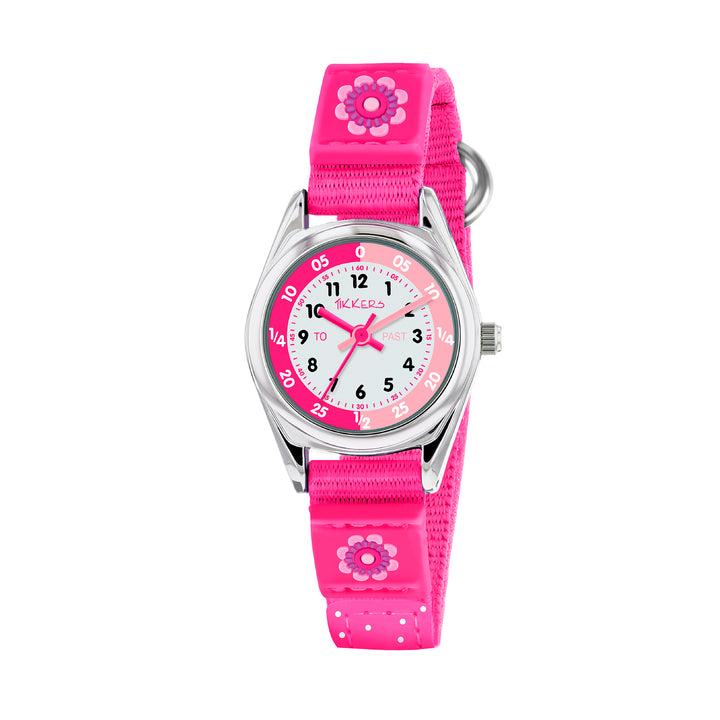 Tikkers Pink Flower Strap Kids Time Teacher Watch