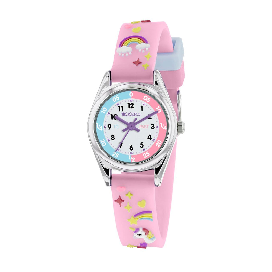 Tikkers Pink 3D Unicorn Strap Time Teacher Watch