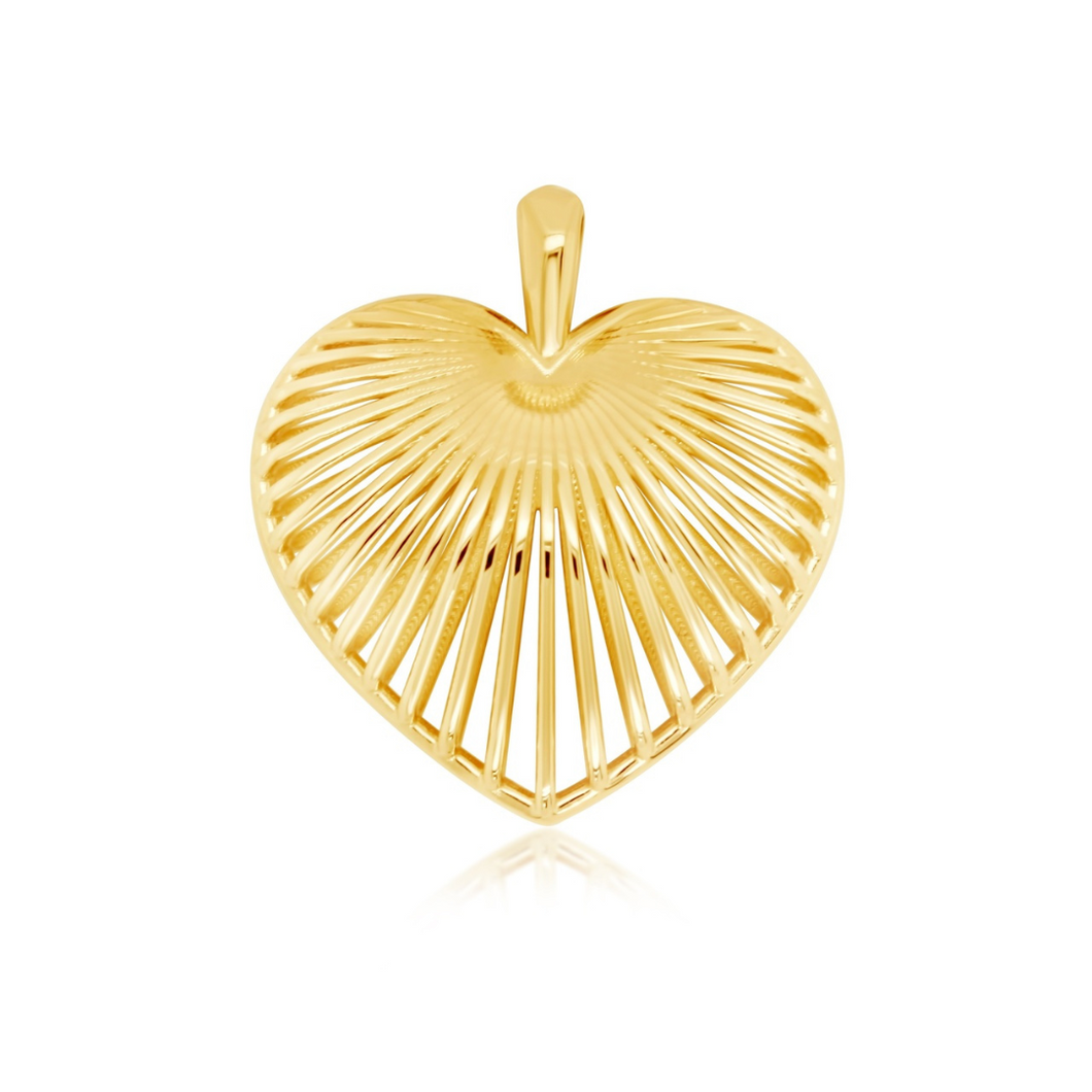 9CT Yellow Gold Open Puff Heart Pendant