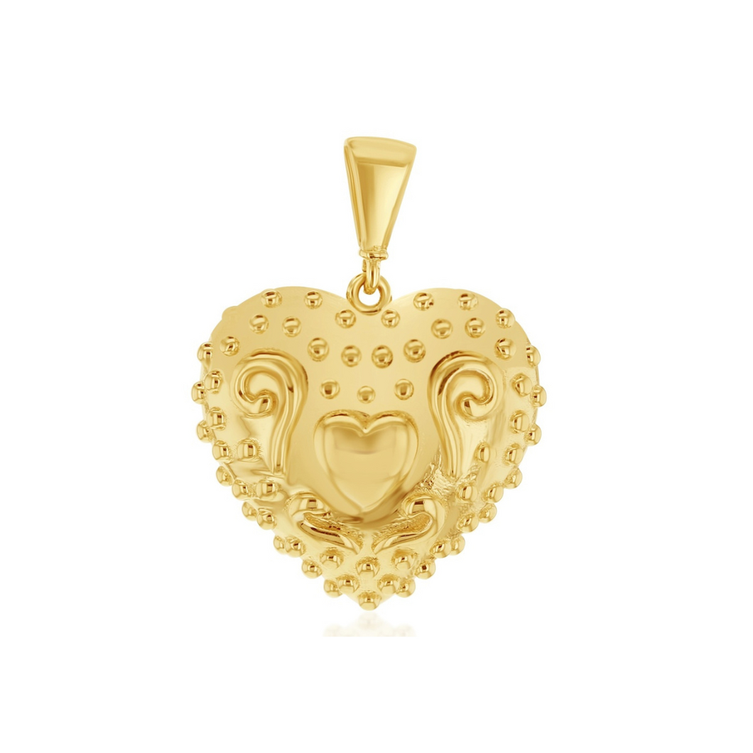 9ct Yellow Gold Puffy Heart Pendant