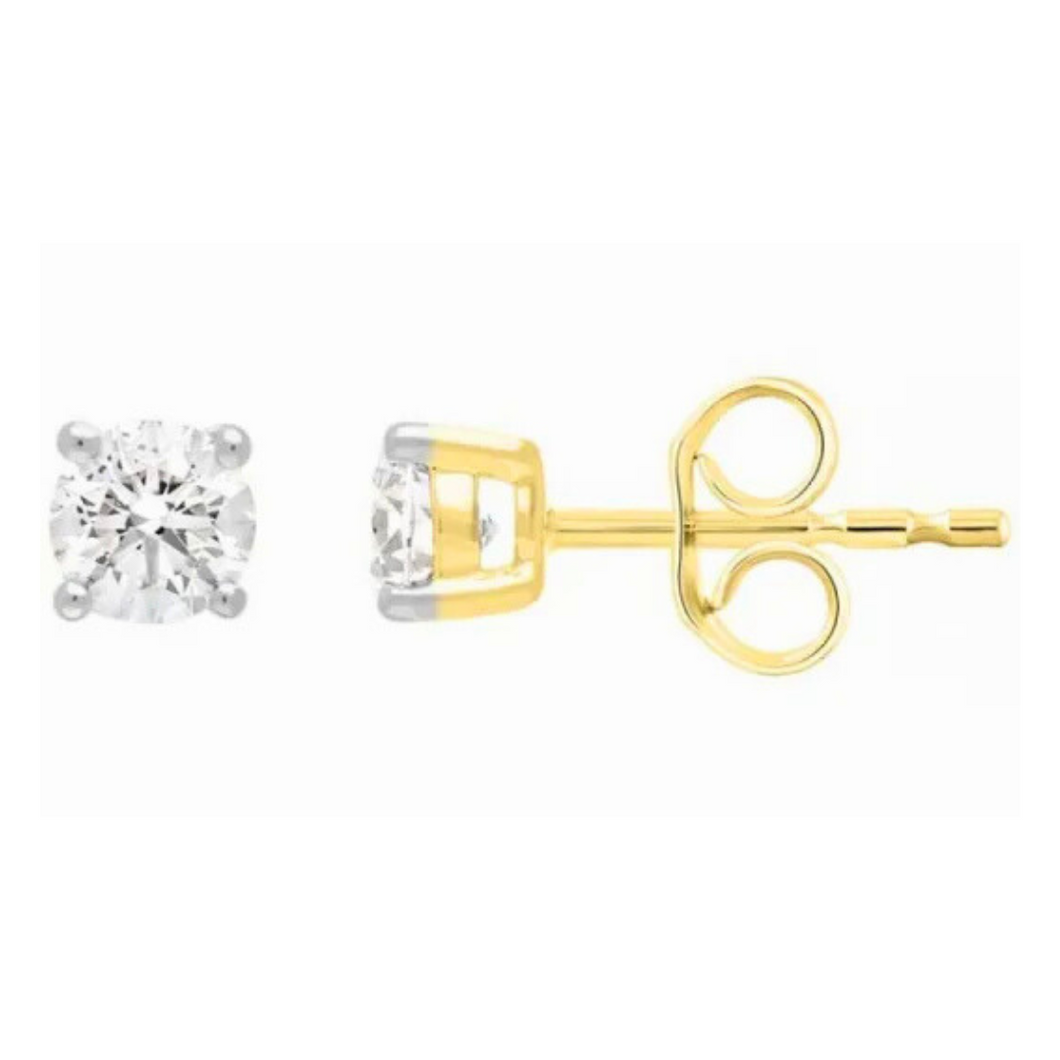 9CT Yellow Gold 0.30ct Diamond Stud Earrings