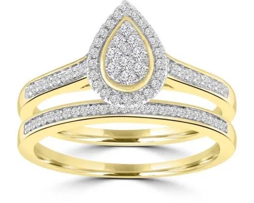 9ct Yellow Gold 0.33ct Diamond Ring Set