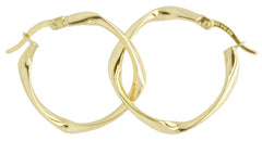 9ct Yellow Gold and Silver Bonded Twisted Hoop Earrings