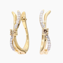 Load image into Gallery viewer, 9CT Yellow Gold Champagne &amp; White Diamond Huggies
