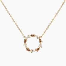 Load image into Gallery viewer, 9ct Yellow Gold Wreathe Pear Cut Champagne &amp; White Diamond Necklace
