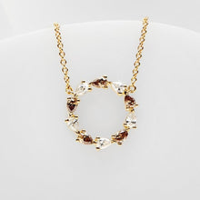Load image into Gallery viewer, 9ct Yellow Gold Wreathe Pear Cut Champagne &amp; White Diamond Necklace
