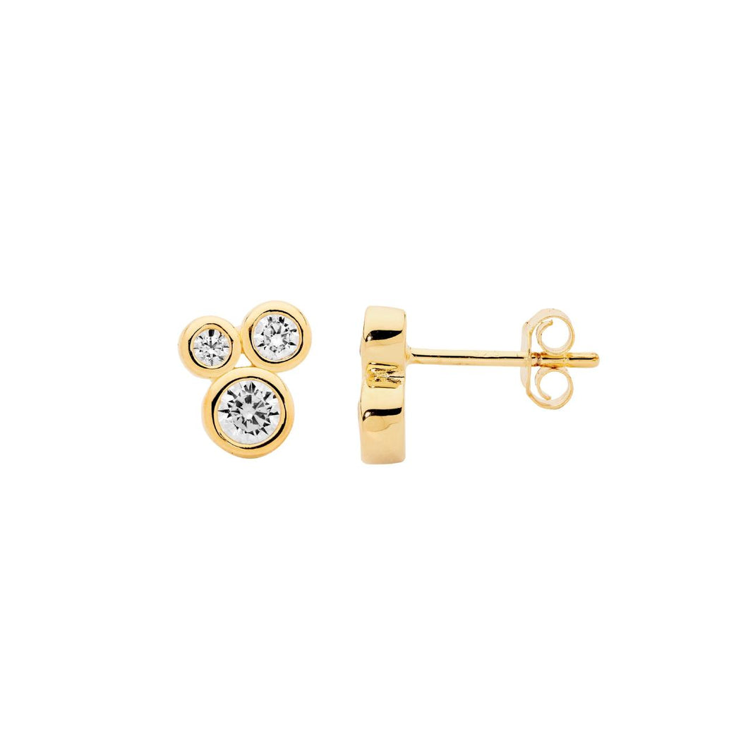 Bezel Set Cluster Earrings