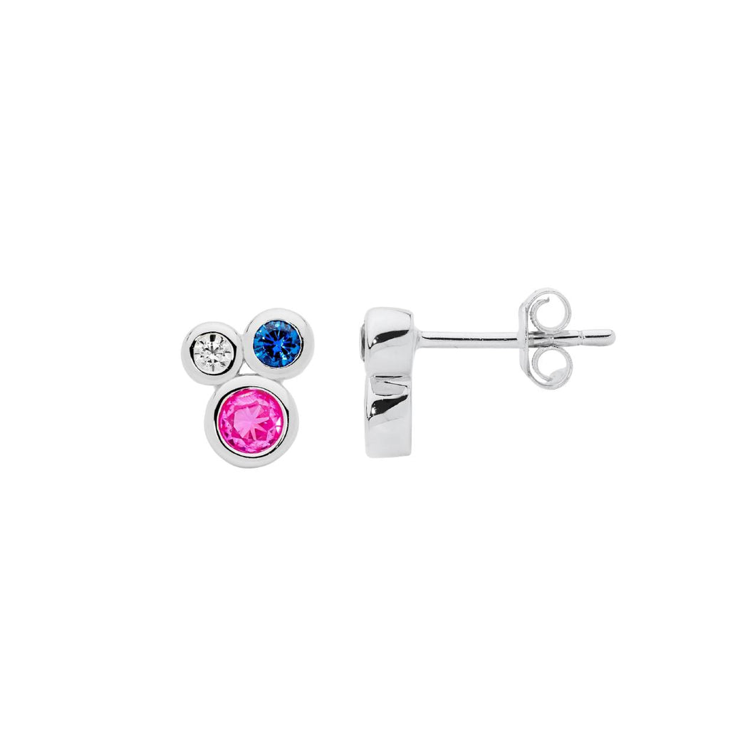 Bezel Set Cluster Earrings