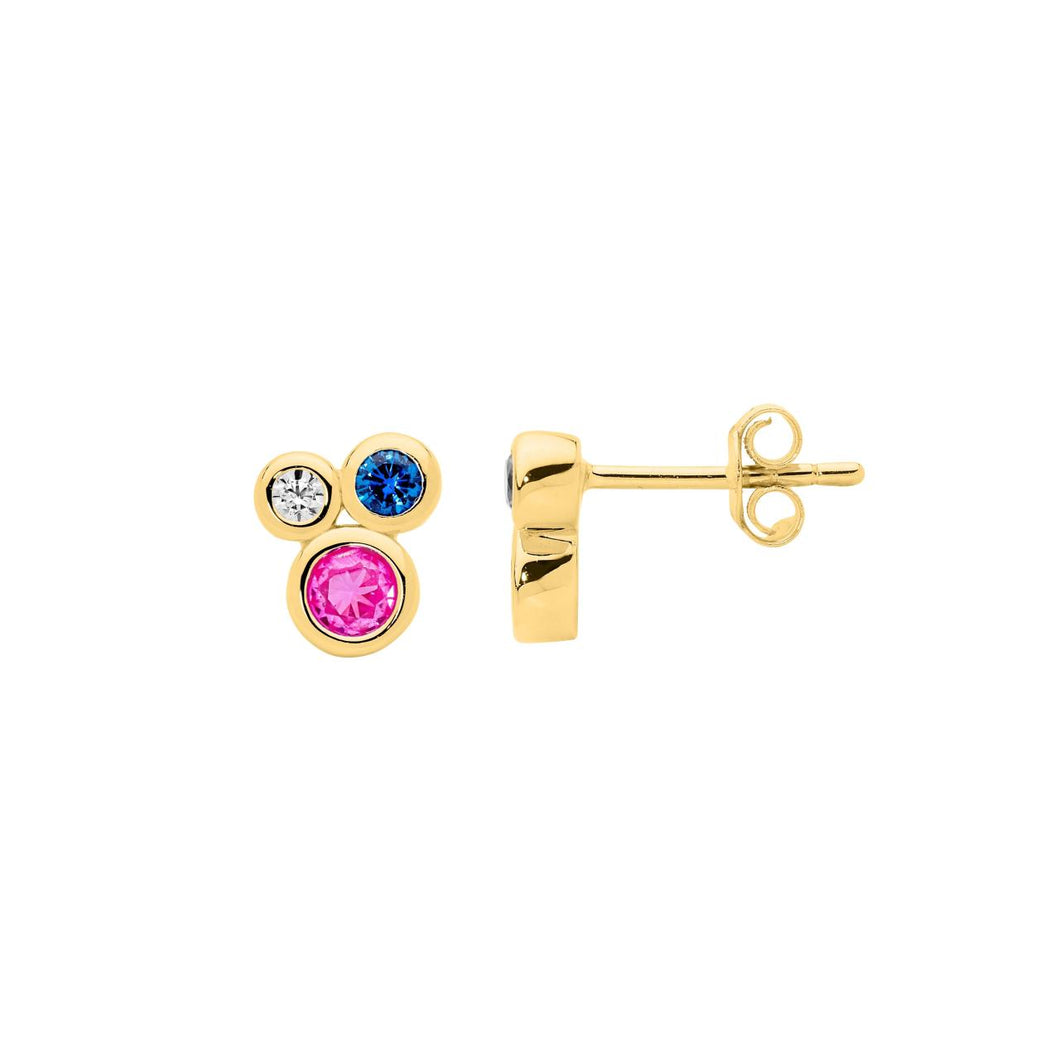 Bezel Set Cluster Earrings