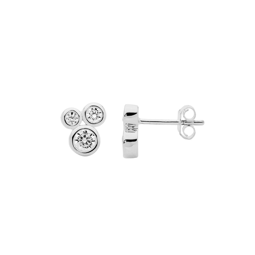 Bezel Set Cluster Earrings