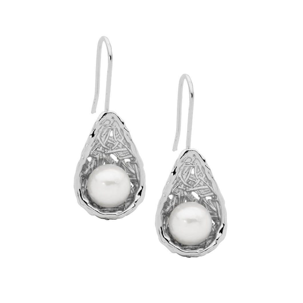 Fresh Water Pearl Weave Basket Earrings