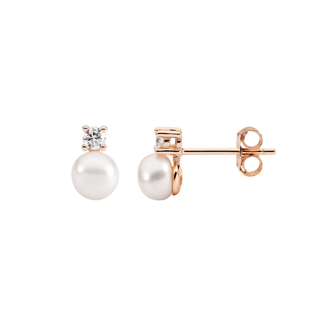 CZ Fresh Water Pearl Studs