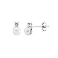 Load image into Gallery viewer, CZ Fresh Water Pearl Studs
