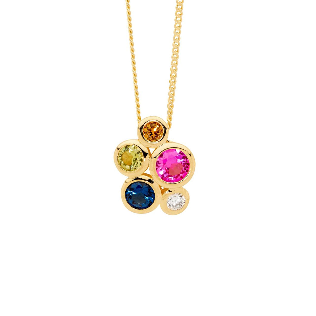 Bezel Set Cluster Necklace