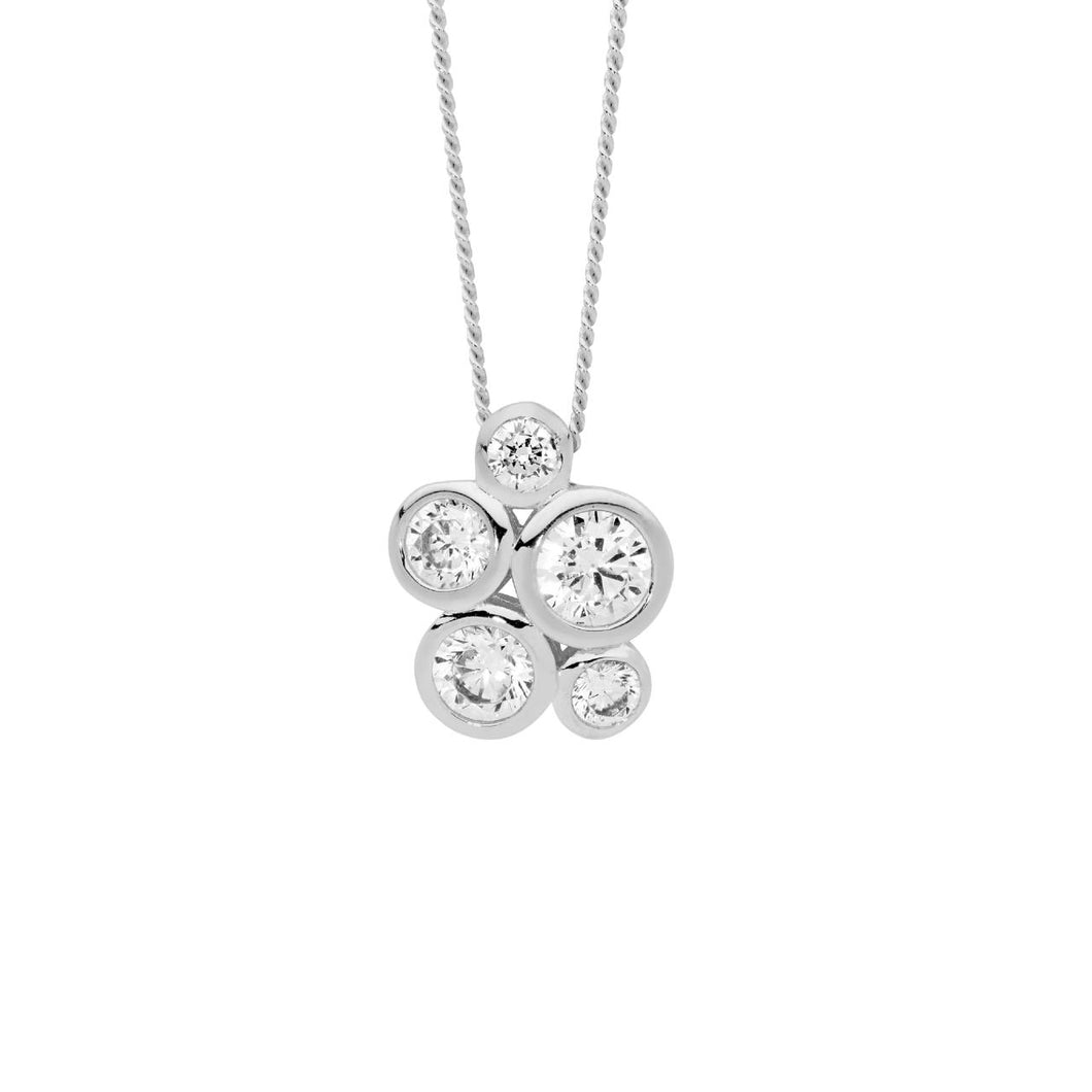 Bezel Set Cluster Necklace