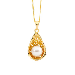 Freshwater Pearl Weave Basket Necklace