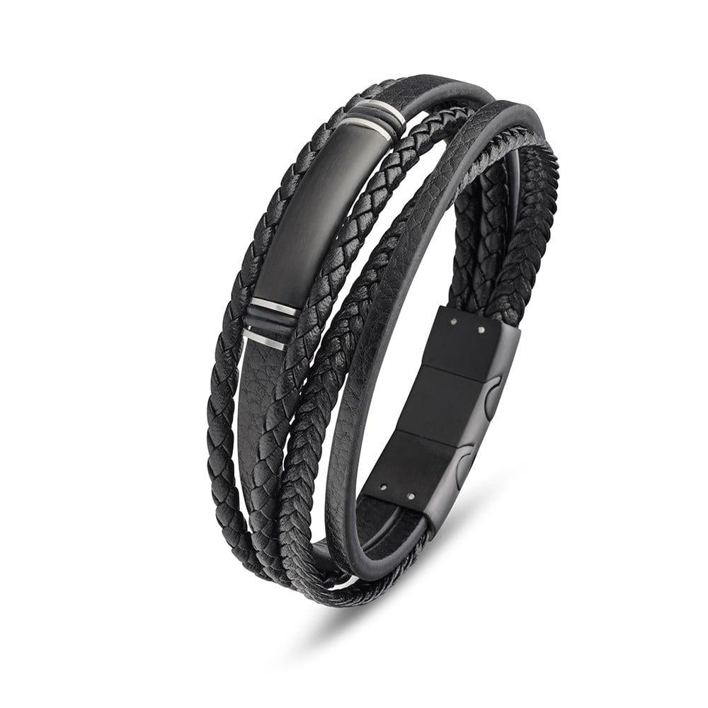Steel & Leather Bangle
